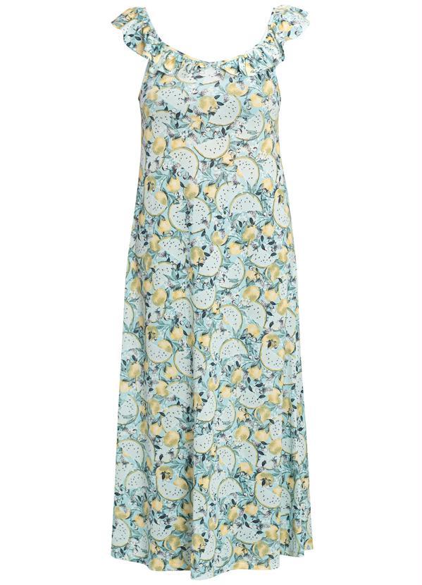 Queima Estoque - Vestido de Alça Alongado Amarelo e Azul 5