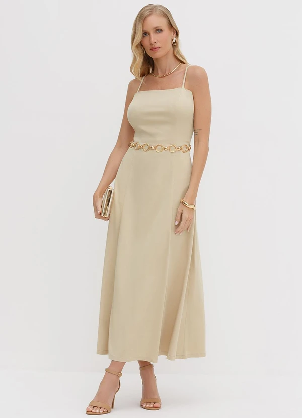 Principessa - Vestido de Alça Maxi Longuete Bege Nice 3