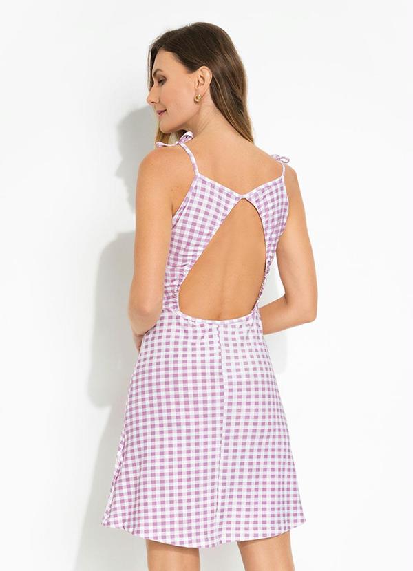 Outlet - Vestido de Alcinha Recorte Vazado Vichy Lilás 3