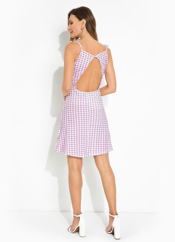 Outlet - Vestido de Alcinha Recorte Vazado Vichy Lilás 5