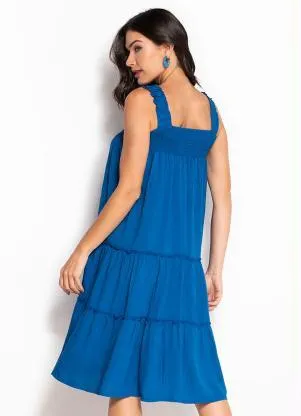 bonprix - Vestido Decote Quadrado Azul - BONPRIX