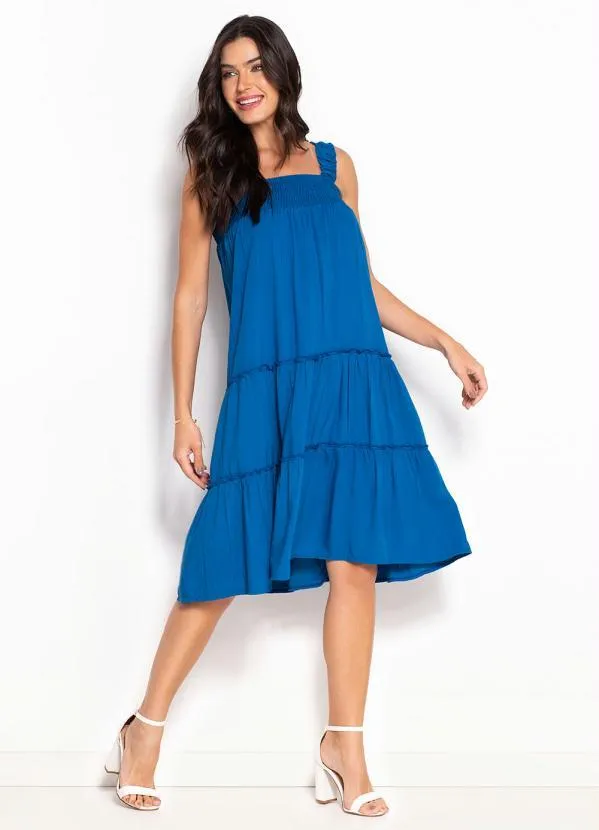 bonprix - Vestido Decote Quadrado Azul 5