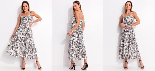 Vestido em Malha Estampada Animal Print