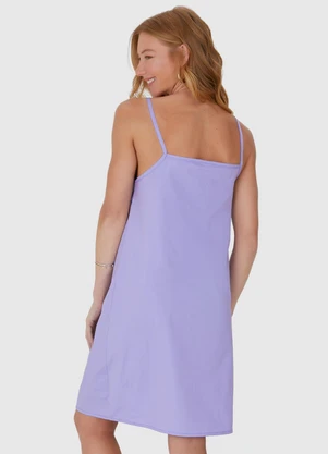 Malwee - Vestido Feminino com Alça Fina em Algodão Roxo - MALWEE