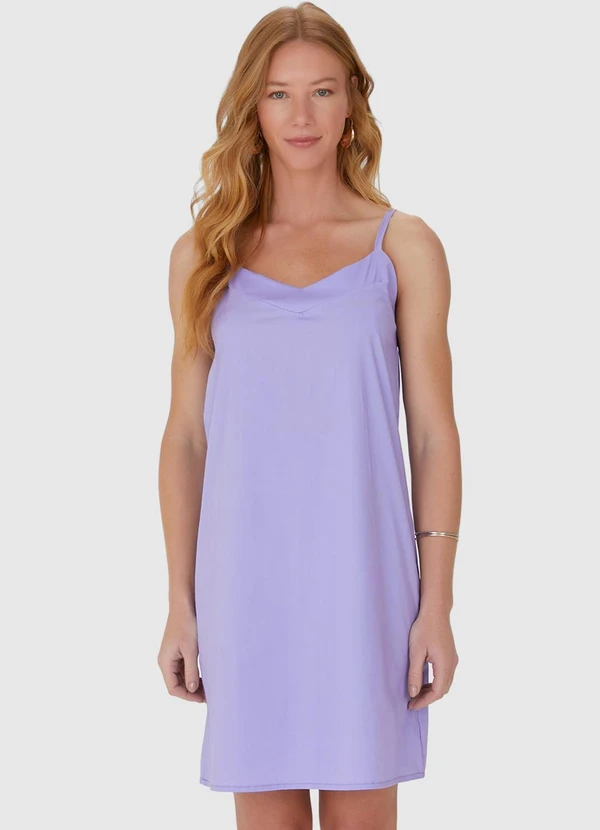 Malwee - Vestido Feminino com Alça Fina em Algodão Roxo
