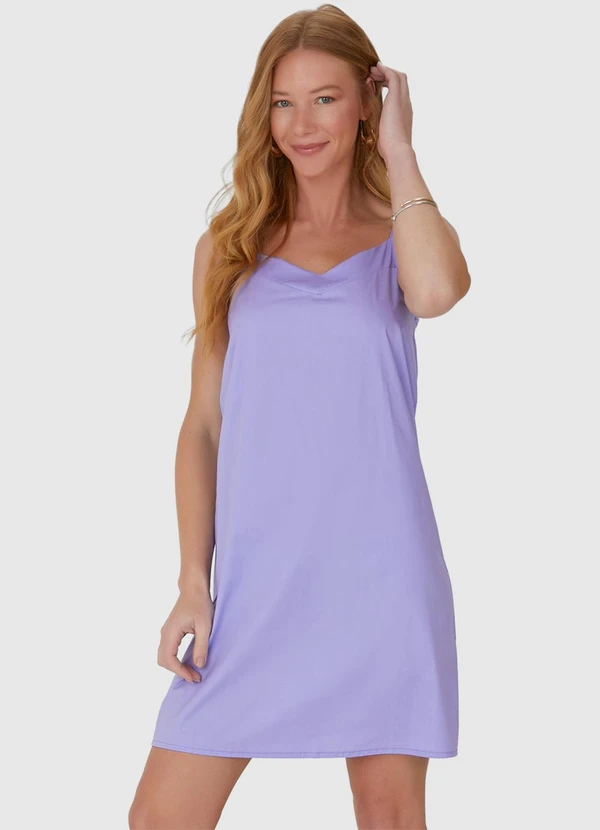 Malwee - Vestido Feminino com Alça Fina em Algodão Roxo 4