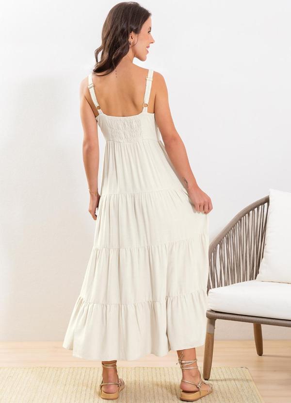 Cativa - Vestido Feminino Midi com Alças Ajustáveis Bege 2