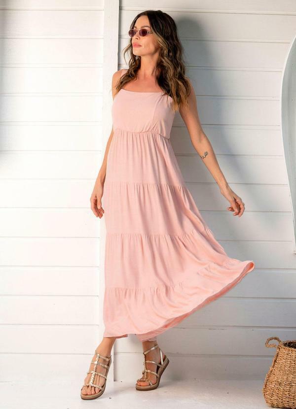 Cativa - Vestido Feminino Midi com Alças Ajustáveis Rosa