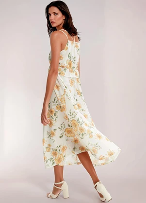 bonprix - Vestido Floral Amarelo em Crepe Plano - BONPRIX