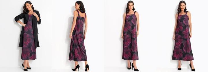 Vestido Floral Bord� em Malha Fria