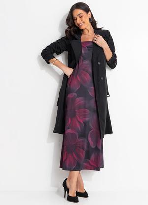 Vestido (Floral Bord�) em Malha Fria