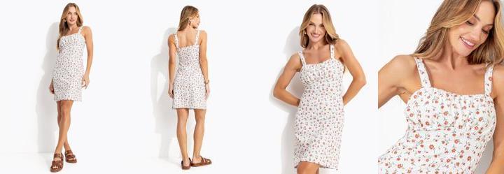 Vestido Floral Mini em Malha Crepe
