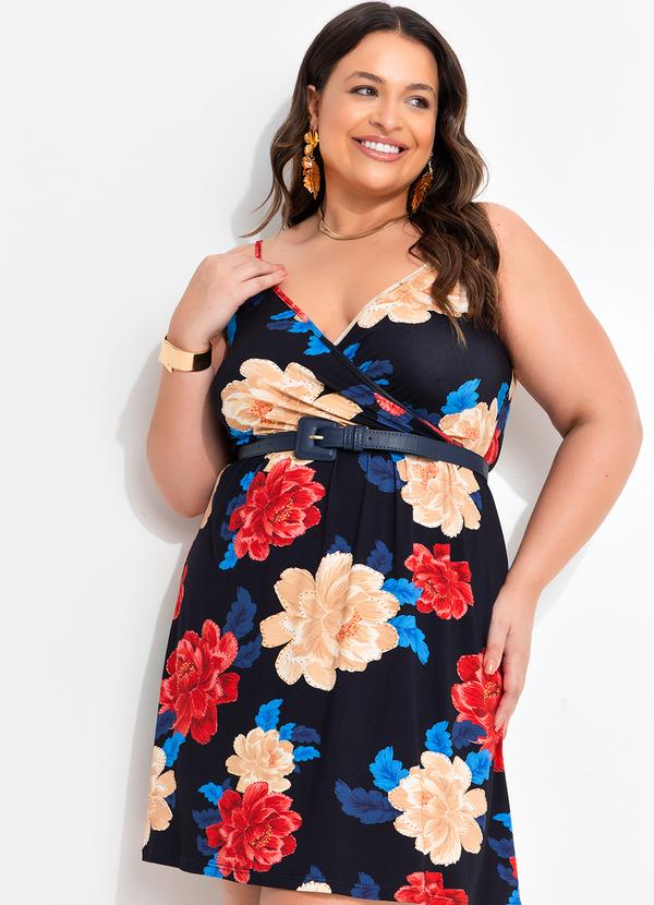 Quintess - Vestido Floral Preto em Malha de Viscose 11