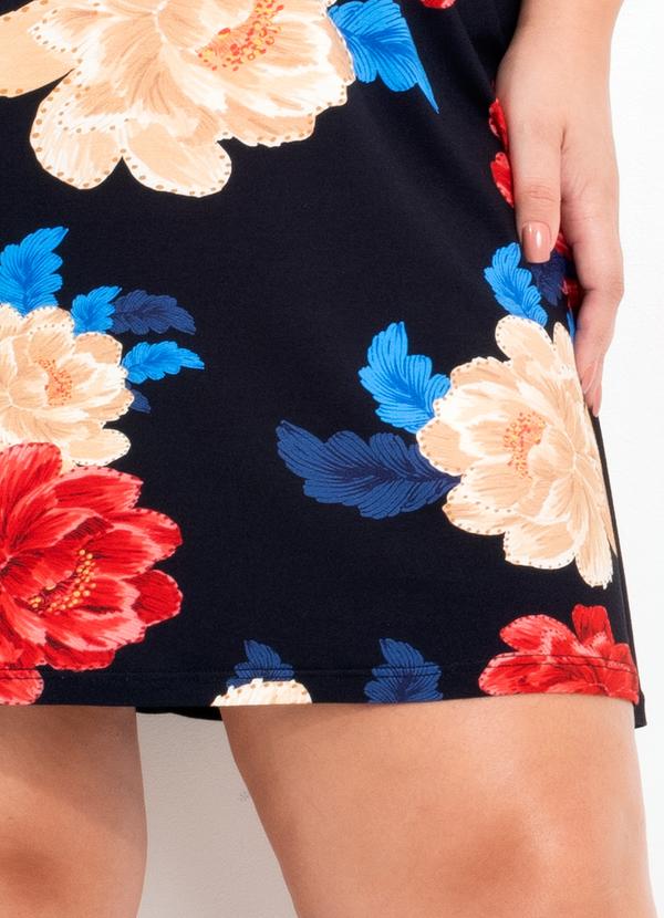 Quintess - Vestido Floral Preto em Malha de Viscose 13