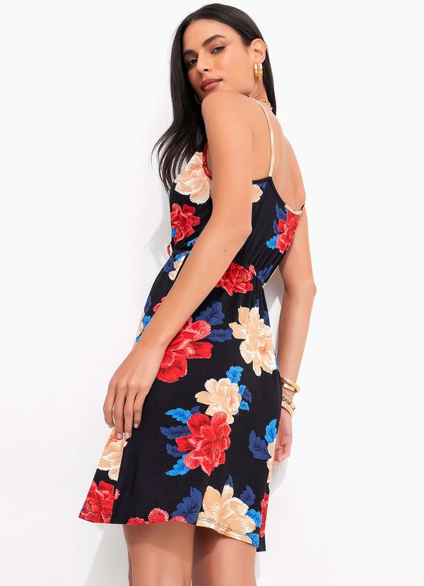 Quintess - Vestido Floral Preto em Malha de Viscose 2