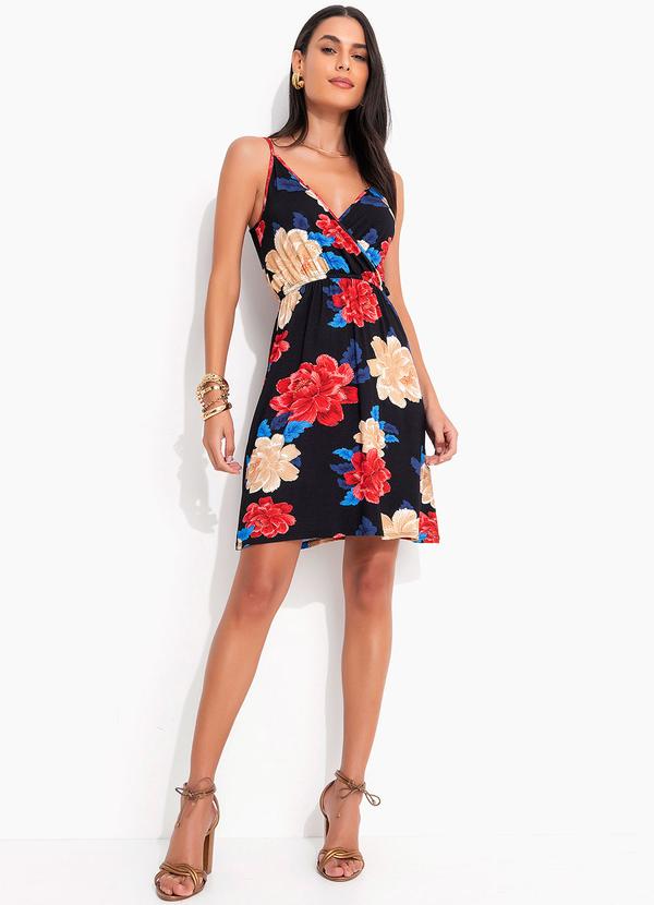 Quintess - Vestido Floral Preto em Malha de Viscose 3