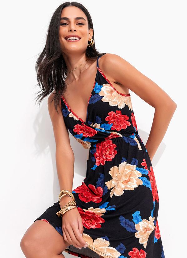 Quintess - Vestido Floral Preto em Malha de Viscose 4