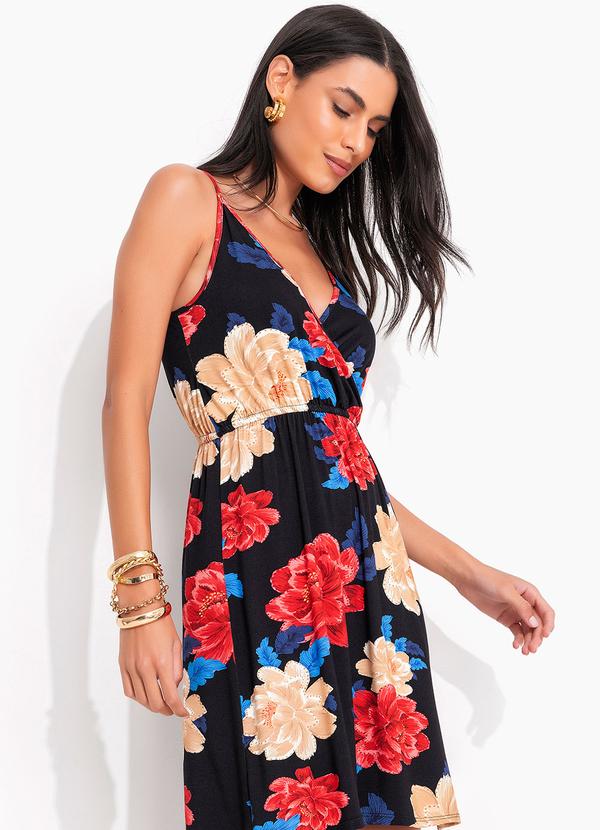 Quintess - Vestido Floral Preto em Malha de Viscose 5