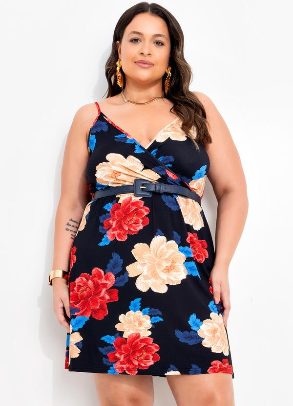 Quintess - Vestido Floral Preto em Malha de Viscose 7