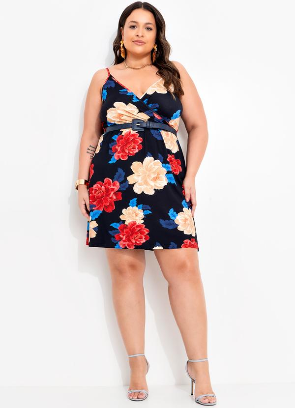 Quintess - Vestido Floral Preto em Malha de Viscose 9