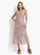 Vestido Folhagem Marrom em Tule