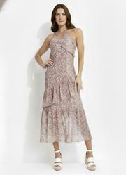 Vestido Folhagem Marrom em Tule