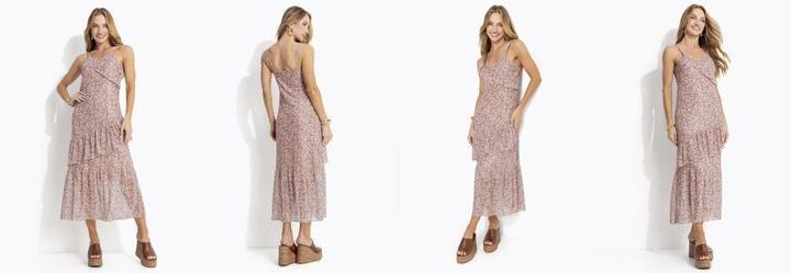 Vestido Folhagem Marrom em Tule