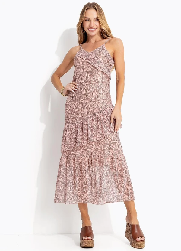 Quintess - Vestido Folhagem Marrom em Tule 6