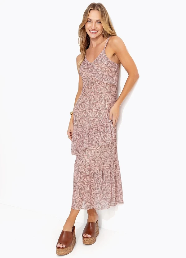 Quintess - Vestido Folhagem Marrom em Tule 3