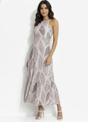 Vestido Geom�trico Listrado em Canelado