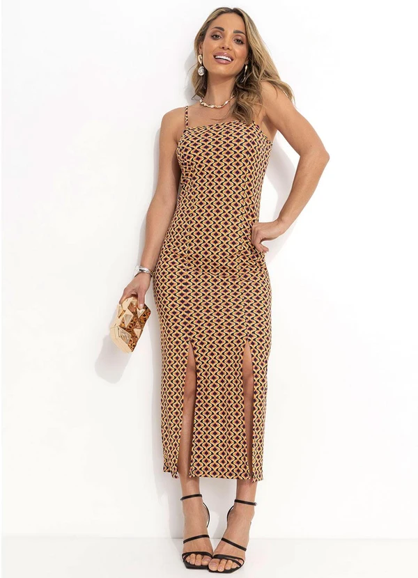 Moda Pop - Vestido Geométrico Psicodélico em Malha