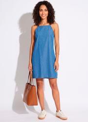 Vestido Jeans M�dio em Jeans