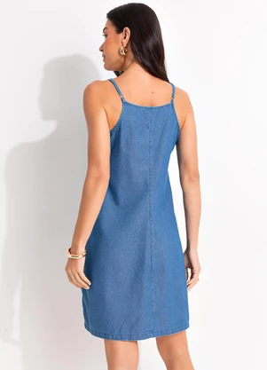 Quintess - Vestido Jeans Médio em Jeans - QUINTESS