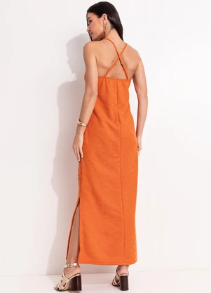 Quintess - Vestido Laranja Escuro em Malha Texturizada - QUINTESS