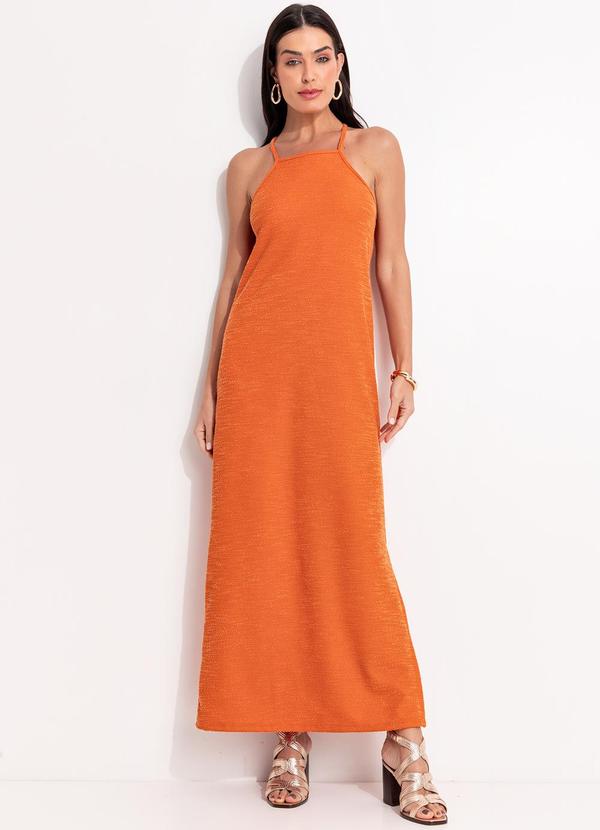 Vestido (Laranja Escuro) em Malha Texturizada