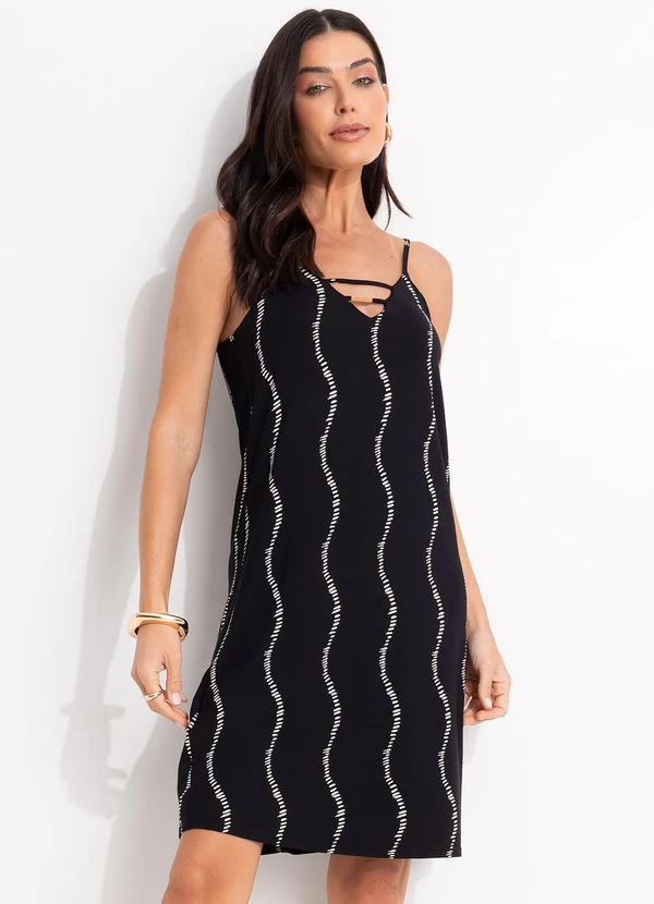 Quintess - Vestido Listra Renovada em Malha de Viscose