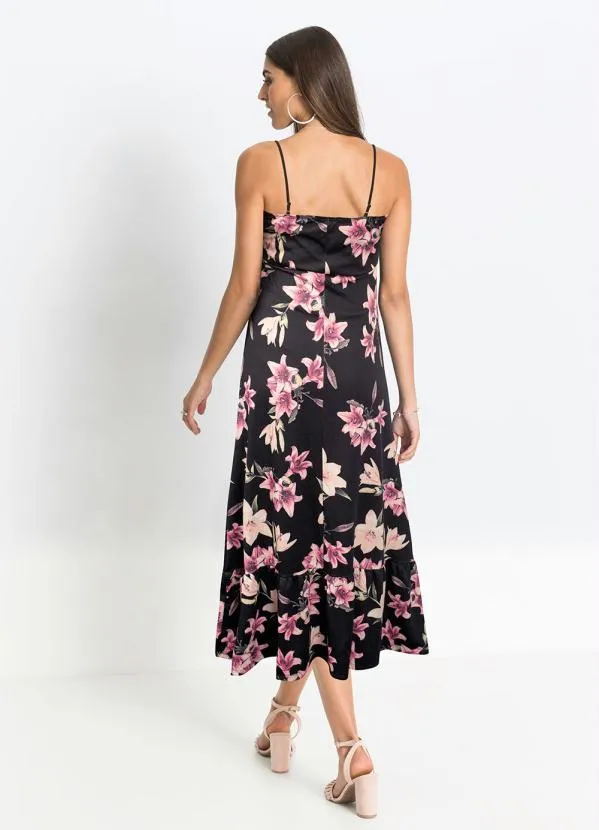 Queima Estoque - Vestido Longo de Alcinha Floral Dark 9
