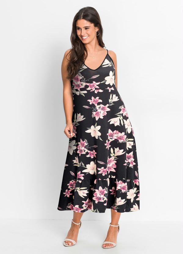 Outlet - Vestido Longo de Alcinha Floral Dark 6