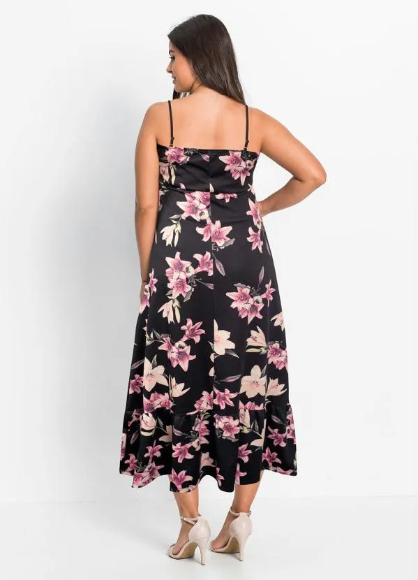 Queima Estoque - Vestido Longo de Alcinha Floral Dark 4