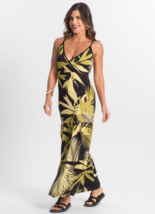 Select - Vestido Longo Feminino Transpassado Preto