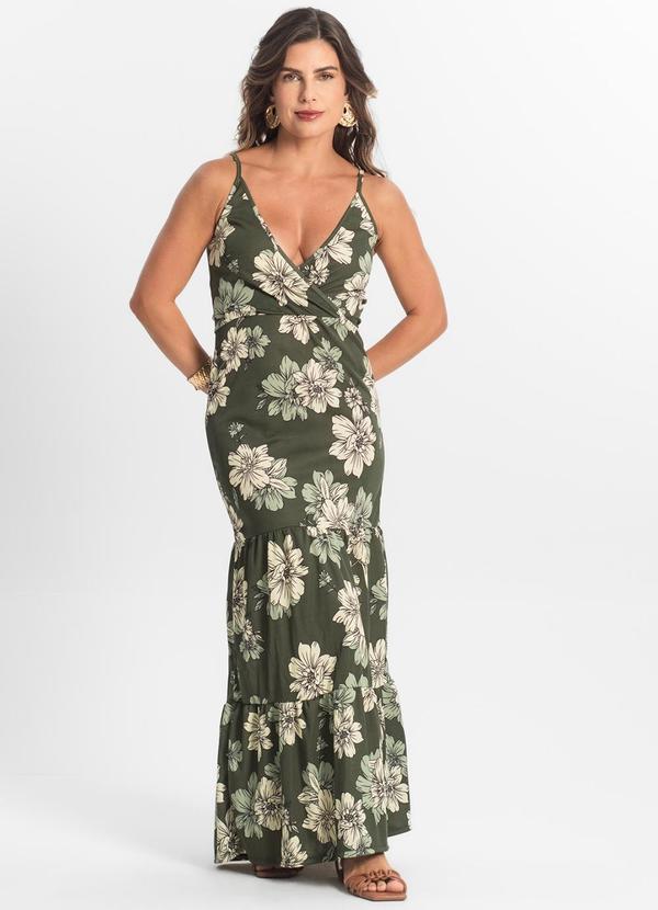 Select - Vestido Longo Feminino Transpassado Verde