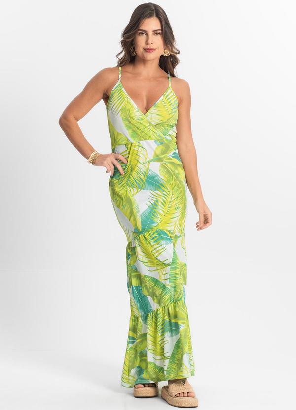 Select - Vestido Longo Feminino Transpassado Verde