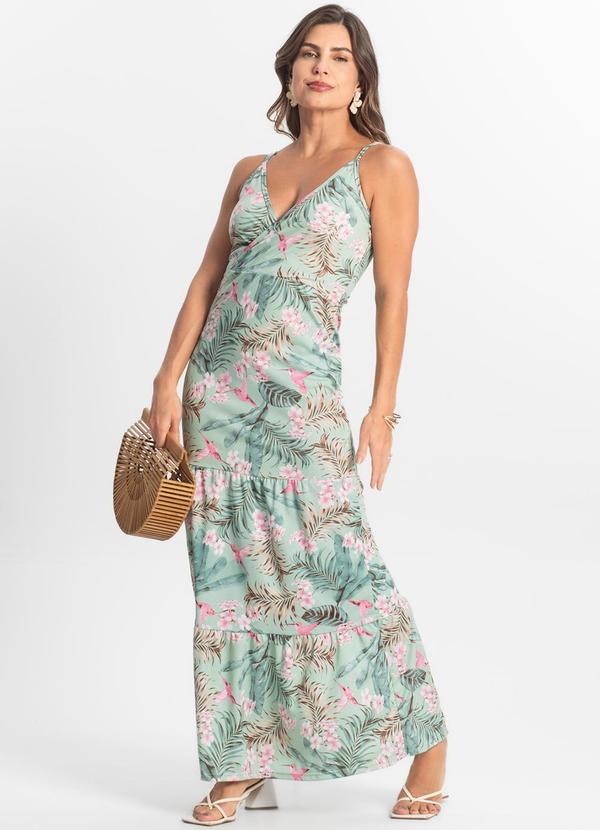 Select - Vestido Longo Feminino Transpassado Verde