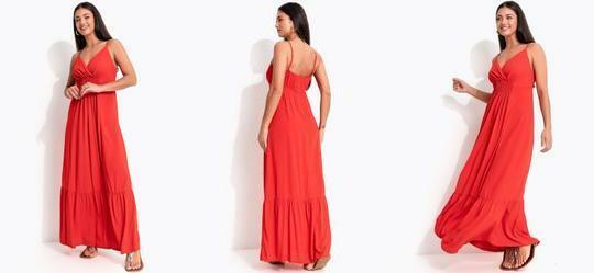 Vestido Longo Vermelho em Viscose
