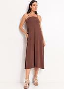 Vestido Marrom em Malha de Viscose