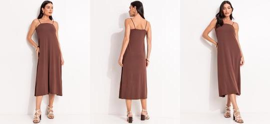 Vestido Marrom em Malha de Viscose