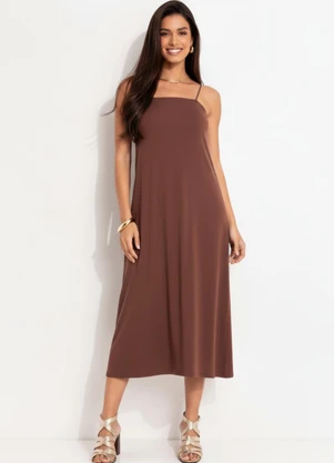 Quintess - Vestido Marrom em Malha de Viscose - QUINTESS