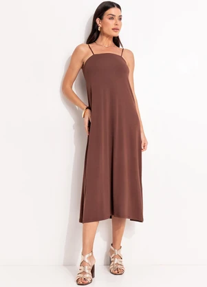 Quintess - Vestido Marrom em Malha de Viscose - QUINTESS