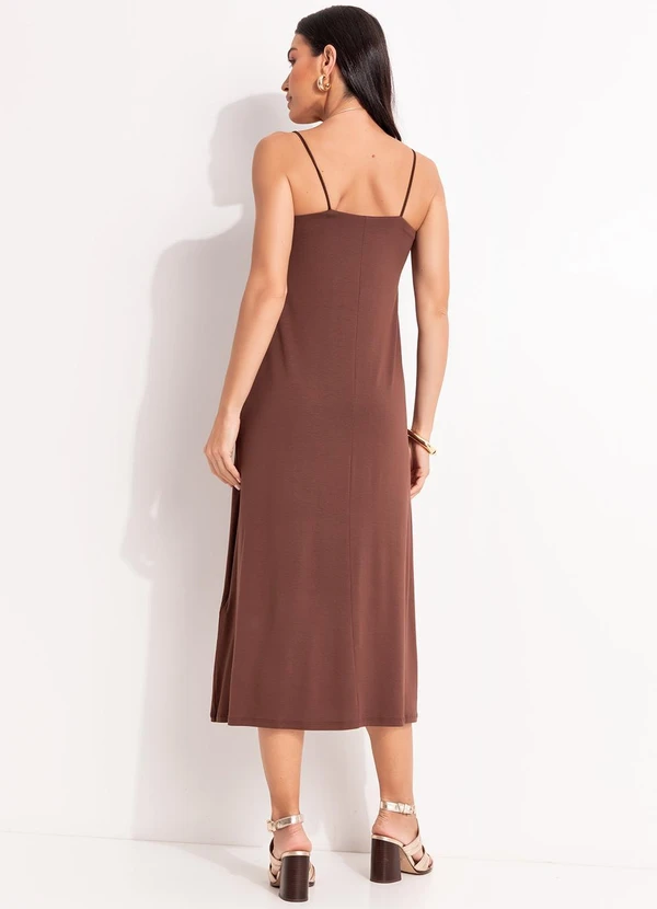 Quintess - Vestido Marrom em Malha de Viscose 3