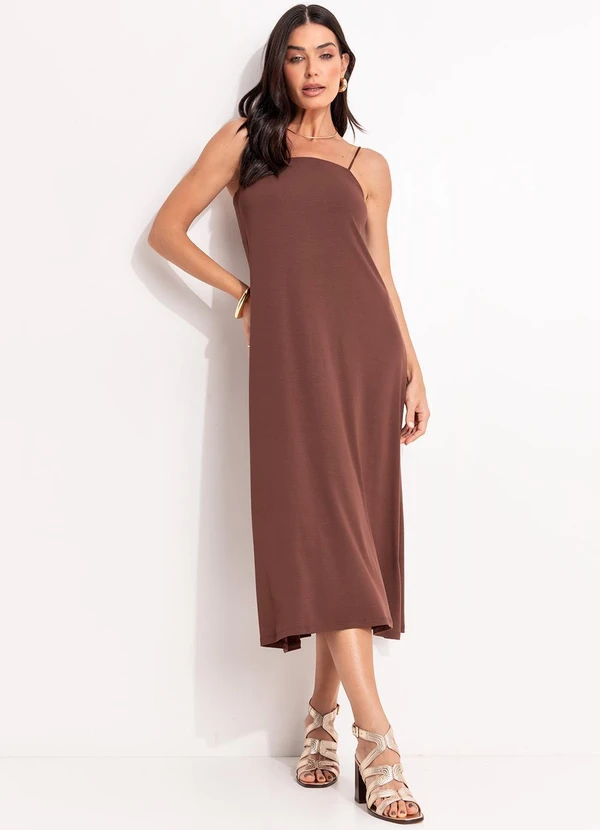 Quintess - Vestido Marrom em Malha de Viscose